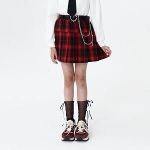 [더데이걸]열쇠 벨트 체크 플리츠 스커트치마TGWH24W01