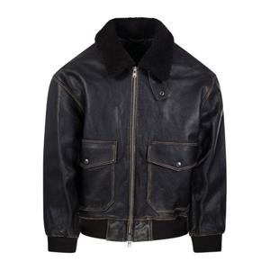 던스트 시어링 칼라 가죽 재킷 UDJU5C102W2 BRUSHED