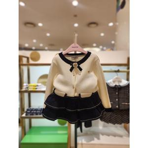 프렌치캣5 여아세트 아이보리골지니트가디건 데님캉캉스커트 (Q54DAW011AS040)