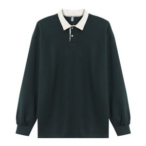 남자 오버핏 배색 카라넥 긴팔 티셔츠 AC-KAA-Q001-그린