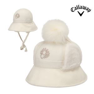 캘러웨이 2025 윈터 폼 여성용 버킷햇 겨울 골프모자 화이트