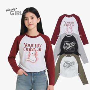 [더데이걸]셔링 배색 레글런 긴팔티 TGLA25802 [모다아울렛 남양