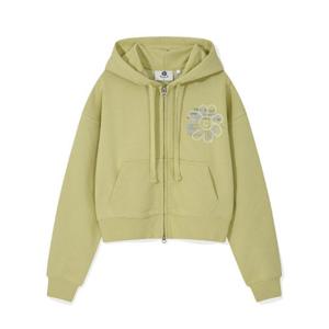 와키윌리후드집업 KQJ MG2403HZ61LO 우먼스 플로리 스프레이 그래픽 크롭 후드 집업 올리브