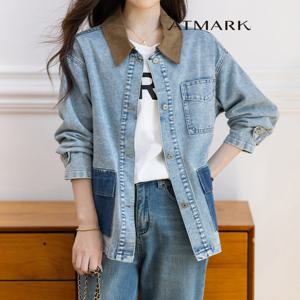 ATMARK (77까지)배색카라버튼데님자켓_AA56JK012G