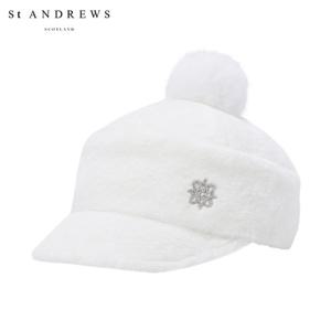[세인트앤드류스] 여성 크리스탈 별 심볼 탈착 폼폼이 퍼 캡 821E4CP094_WH