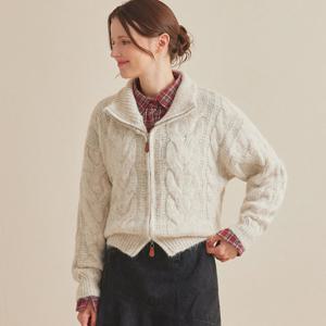 [포커스]하이넥 꽈배기 집업 울니트 가디건 PBBF5W1KC4681