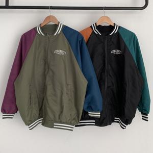 나야홍 / 빅사이즈아우터 V554L511 셀럽컬러블록항공자켓 PO