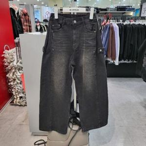 에어워크주니어 sh06 와이드 사이드 스넵 기모 블랙 버뮤다 데님팬츠 R258G3183A