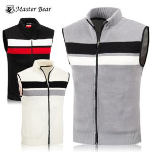 마스터베어 남성 앞면 배색 풀집업 니트조끼 _M2-0B017