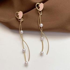 [라일리의류] Rly 귀걸이 GD121 하트 드롭 진주