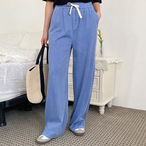 샵앤) 찰랑여성 여름 쿨링와이드 통밴딩팬츠 BYGO-WPT-3515-연청