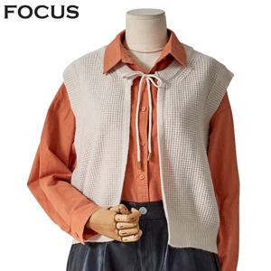 [포커스]리본끈 오픈 니트조끼_FF4H7VT0043