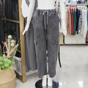 스테파니 DP01 밴딩 와이드 카고 데님 팬츠 A24DM4701