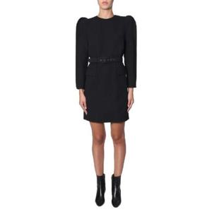 지방시 라운드 숄더 벨티드 울 미디 원피스 542735