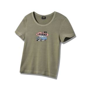 [지프] 여성 가먼트 다잉 골지 크롭 반팔 티셔츠 JQ2TSF215