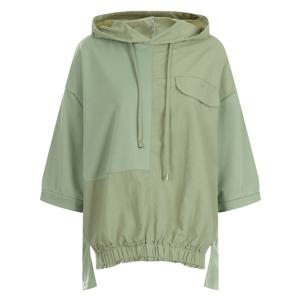 샵앤) 여성 유니크 밑단 언발 밴딩 절개 후드 반팔 티셔츠 RBE-WSH-20594-카키
