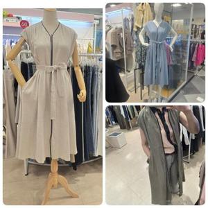 오프리미츠 HC26 시크베이직한 린넨브이넥캡소매집업오픈형라이크롱력셔리원피스 M25OP1601