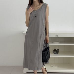 나야홍 / 빅사이즈 506 흑임자폴리민소매원피스 DGOU771