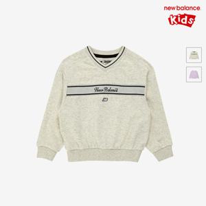 [뉴발란스키즈] NK9CF3803G(33) 오트밀멜란지 NBgC) 라인 배색 V넥 스 셔츠