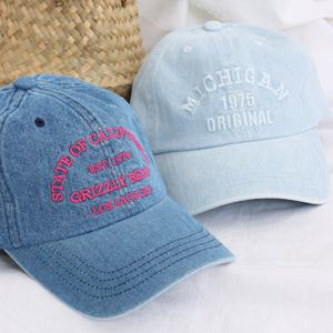 샵앤) 국산 여성 자수 레터링 4가지 패턴 데님 캡 모자 DJ-WH-0862-B_연청