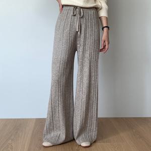 샵앤) 여성 허리밴드 데일리 넓은주름 통 니트 플리츠 팬츠 21DS-WPT-4909-차콜