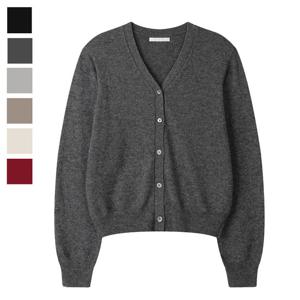 [리빌모아]여자 라쿤 와이넥 긴팔 가디건 SGW-CA-Q088-차콜