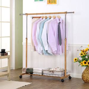 가화 우드 폭조절 1단 수납바구니형 이동식행거(WMH1001)