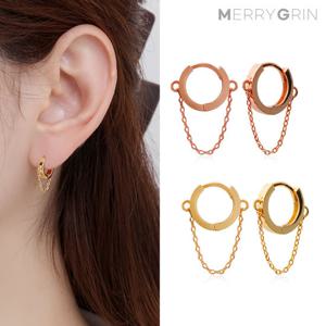 [메리그린] 14K GF 골드필드 핀 링체인 귀걸이 2종 택1