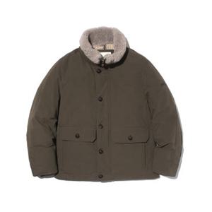 헤지스 남성 24FW 카키 양털 카라 구스다운 패딩 점퍼 HZJU4D407K2