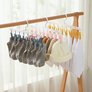 구디푸디 [체험특가] 8구+8구 탈부착가능 360도 회전 옷걸이형 빨래집게 걸이 양말 속옷걸이  4color