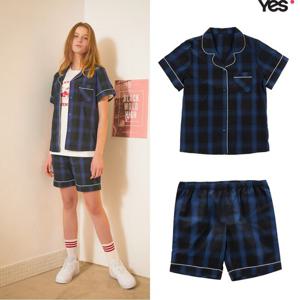 [예스]네이비 체크 여성 파자마 세트 YSWNY251