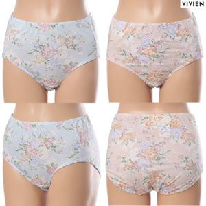 [비비안(언더웨어)](가격인하)순면100 수체화 꽃프린트 부인용 맥시팬티 2컬러택1 PT8502