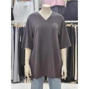 SOUP 세이브존07 브이넥 레터링 반팔 티셔츠 VA4ST10