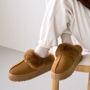 에스유니 퍼트리밍 여성용 통굽 키높이 겨울 털슬리퍼 4color
