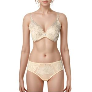 [비비안(언더웨어)]꾸띄르 메탈사 튤자수 저중심몰드브라 햄팬티 세트 2종택1-BS(BR965ABP965AP