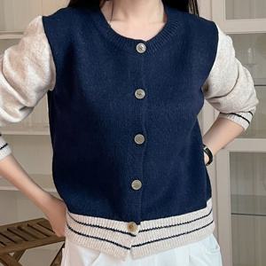 샵앤) FW 국산 여성 라운드넥 니트 가디건 21DS-WCD-3975-네이비