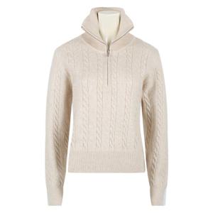 [리빌모아]여자 꽈배기 반목 반집업 모달 니트 SGW-KN-Q053-오트