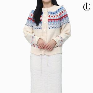 엘케이트 여자 니트가디건 긴팔 라운드넥 노르딕 가디건 LLEET003