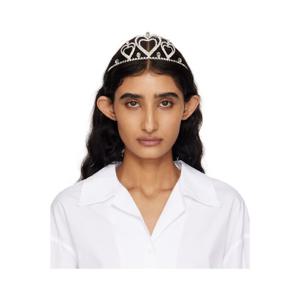 25 FW 블루마린 여성 실버 크리스탈   하트 메탈 티아라 헤어밴드 251901F018000