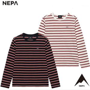 [네파] 여성 린넨라이크 스트라이프 라운드 긴팔 티셔츠 7K25345