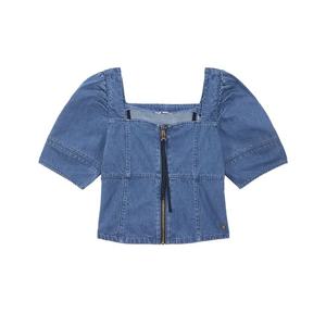 [게스]게스 여성 스퀘어넥 셔링 반팔셔츠 미디엄블루 YO2D0251 M