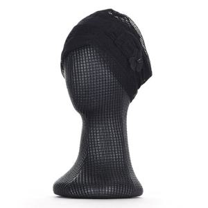 샵앤) 여성 국산 시원한 그물망 펀칭 꽃코사지 비니 두건 보넷모자 KM-WH-0812-블랙