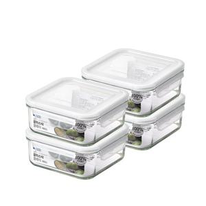 글라스락 클래식 화이트에디션 정사각 900ml 4조 세트