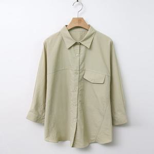 샵앤) 여성 카라넥 사선 루즈핏 7부소매 블라우스 DGB-WBL-4373-연카키