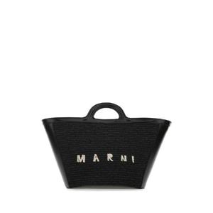 MARNI 블랙 가죽 및 라피아 스몰 트로피칼리아 여름 핸드백 BMMP0068Q0P3860 00N99