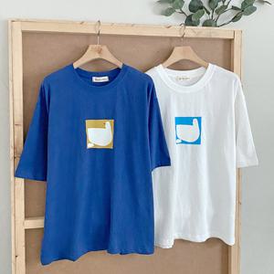 샵앤) 국산 여상 라운드넥 빈티지 오리 면100 반팔 티셔츠 FJ-WSH-4537-블루