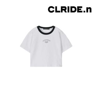 [클라이드]여성 넥 배색 크롭 반팔 티셔츠 FPBTS713F