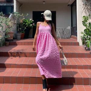 샵앤) 국산 여성 끈나시 엠보싱 비치 바캉스룩 롱원피스 MCR-WDR-4677-아이보리