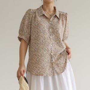 나야홍 / 빅사이즈 507 로제트임넥잔꽃볼륨남방 DLYU692