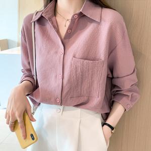 샵앤) 여성 루즈핏 카라넥 블라우스 WDM-WBL-KSS6308